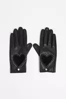 Oferta de Guantes piel corazón negro por 63,7€ en Bimba & Lola