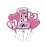 Oferta de KIT DE 5 GLOBOS MINNIE PRIMER CUMPLEAÑOS por 22€ en Party Fiesta