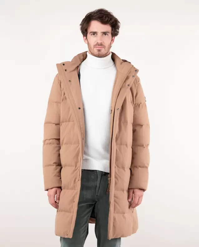 Oferta de Abrigo Acolchado Largo Franela Beige por 229,9€ en El Ganso