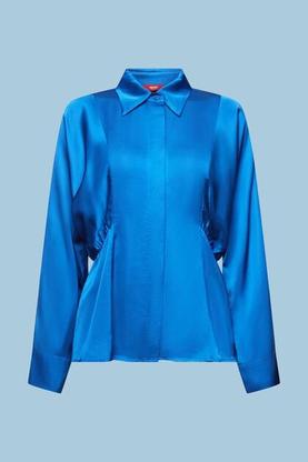 Oferta de Blusa drapeada de satén con peplum por 34,99€ en ESPRIT