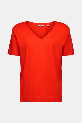 Oferta de Camiseta de tejido jersey con cuello en pico por 17,99€ en ESPRIT