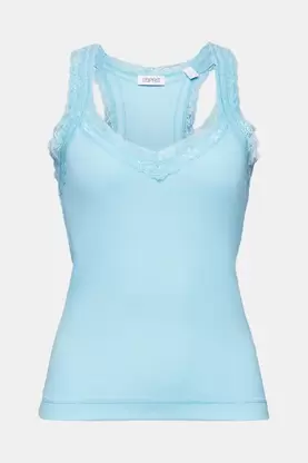 Oferta de Top de punto acanalado con encaje por 14,99€ en ESPRIT