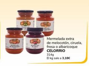 Oferta de Mermelada extra de melocotón, ciruela, fresa o albaricoque Celorrio por 1€ en Supeco