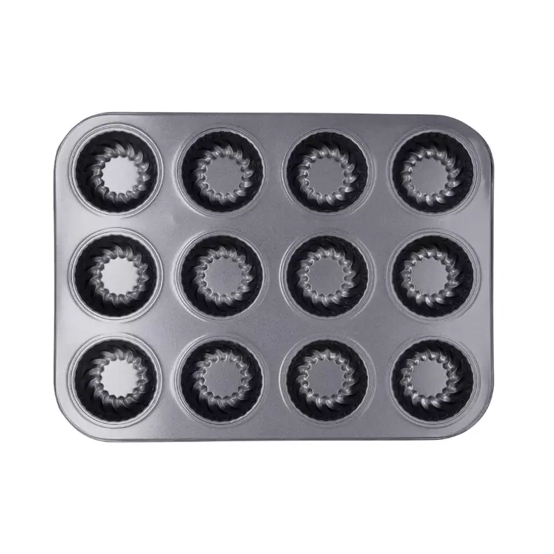 Oferta de Bandeja horno con 12 moldes cupcakes 35X26,2X2,2CM acero Sweet Grey Quid por 5,7€ en Ohgar