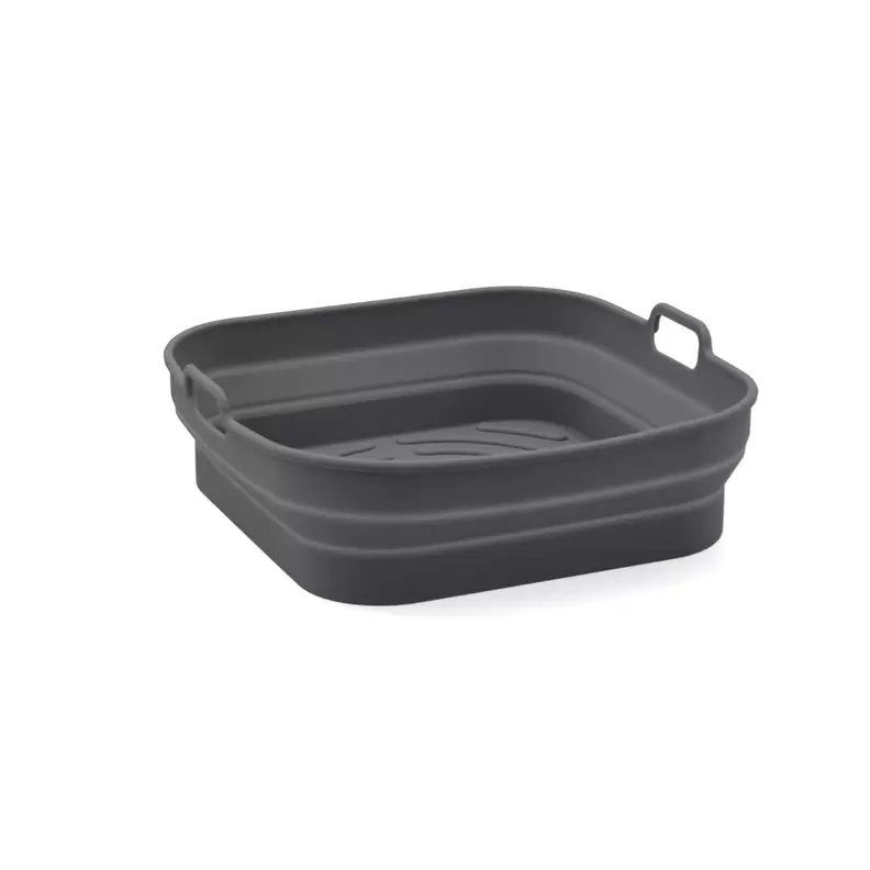 Oferta de Cesta cuadrada plegable freidora aire 20x8cm silicona gris Naturalia Quid por 5€ en Ohgar