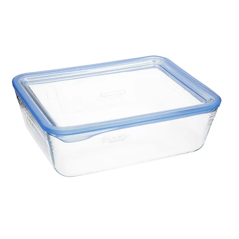 Oferta de Recipiente hermético rectangular 19x14x5cm-0,8L vidrio boro azul Pure Glass Pyrex® por 12,75€ en Ohgar
