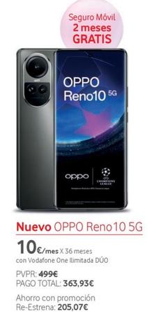 Oferta de Reno 10 5G por 363,93€ en Vodafone