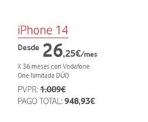 Oferta de IPhone 14 por 948,93€ en Vodafone
