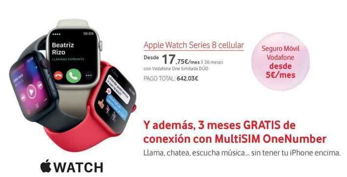 Oferta de Watch series 8 cellular por 642,03€ en Vodafone