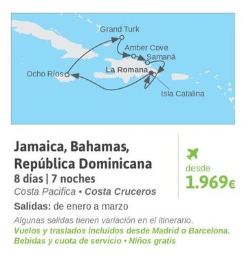 Oferta de Jamaica, Bahamas, República Dominicana por 1969€ en Viajes El Corte Inglés