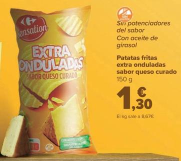Oferta de Patatas Fritas Extra Onduladas Sabor Queso Curado por 1,3€ en Carrefour