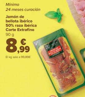 Oferta de Carrefour - Jamón De Bellota Ibérico 50% Raza Ibérica Corte Extrafino por 8,99€ en Carrefour
