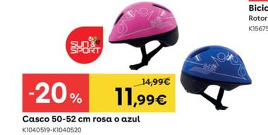 Oferta de Sun & Sport - Casco 50-52 Cm Rosa O Azul por 11,99€ en ToysRus