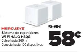 Oferta de Mercusys - Sistema de repetidores Wi-Fi HALO H30G por 58€ en Carrefour