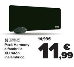 Oferta de Subblim - Pack Harmony alfombrilla XL+ratón inalámbrico por 11,99€ en Carrefour