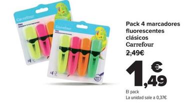 Oferta de Pack 4 marcadores fluorescentes clásicos por 1,49€ en Carrefour