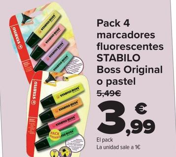 Oferta de Pack 4 marcadores fluorescentes por 3,99€ en Carrefour