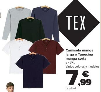 Oferta de Camiseta manga larga o tunecina manga corta por 7,99€ en Carrefour