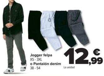Oferta de Jogger felpa o pantalone denim por 12,99€ en Carrefour