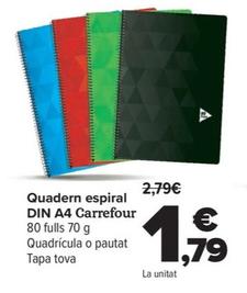 Oferta de Quadern espiral DIN A4 por 1,79€ en Carrefour