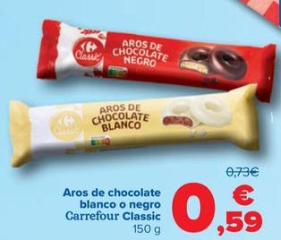 Oferta de Aros de chocolate blanco o negro Classic por 0,59€ en Carrefour