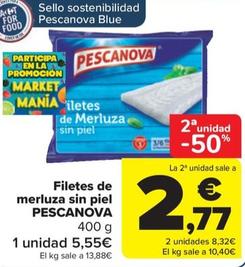 Oferta de Filetes de merluza sin piel por 5,55€ en Carrefour