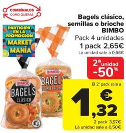 Oferta de Bagels clasico, semillas o brioche por 2,65€ en Carrefour