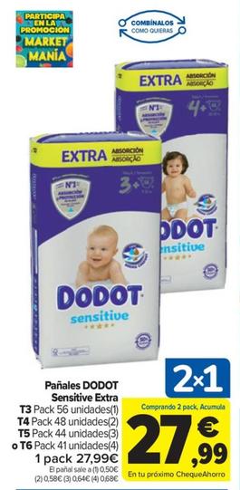 Oferta de Pañales Sensitive Extra por 27,99€ en Carrefour