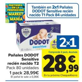 Oferta de Pañales Sensitive recién nacido T2 por 28,99€ en Carrefour