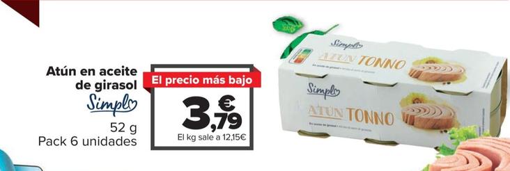 Oferta de Atún En Aceite De Girasol por 3,79€ en Carrefour