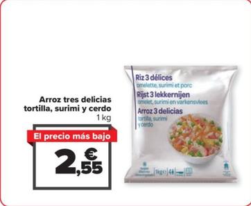 Oferta de Arroz tres delicias tortilla , surimi y cerdo por 2,55€ en Carrefour