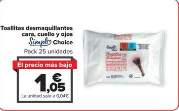 Oferta de Simpl Choice - Toallitas Desmaquillantes Cara, Cuello Y Ojos por 1,05€ en Carrefour
