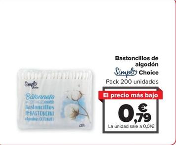 Oferta de Simpl Choice - Bastoncillos De Algodon por 0,79€ en Carrefour