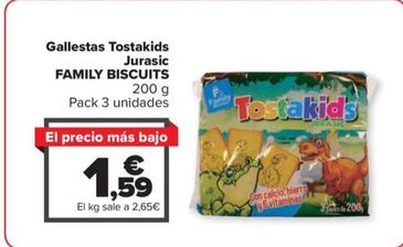 Oferta de Family Biscuits - Galletas Tostakids Jurasic por 1,59€ en Carrefour