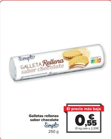 Oferta de Simpl - Galletas rellenas sabor chocolate por 0,55€ en Carrefour
