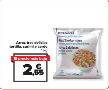 Oferta de Arroz tres delicias tortilla, surimi y cerdo por 2,55€ en Carrefour