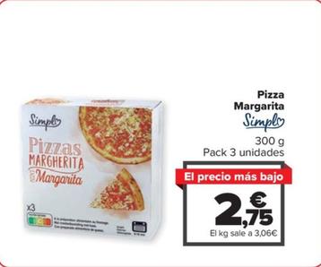 Oferta de Smpl - Pizza Margarita por 2,75€ en Carrefour
