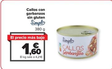 Oferta de Simpl - Callos con garbanzos sin gluten por 1,6€ en Carrefour