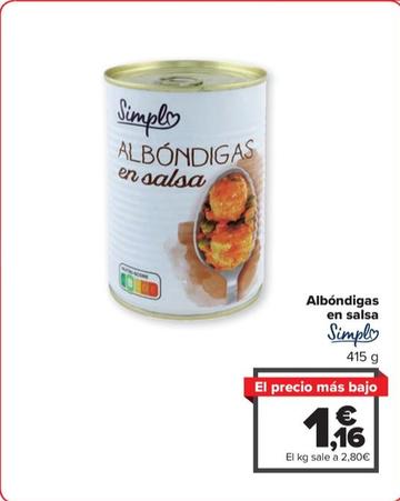 Oferta de Simpl - Albondigas en salsa por 1,16€ en Carrefour