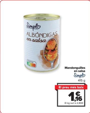 Oferta de Simpl - Albondigas en salsa por 1,16€ en Carrefour