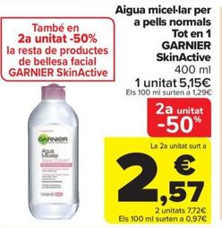 Oferta de Aigua micel-lar per a pells normals tot en 1 skinActive por 2,57€ en Carrefour Market