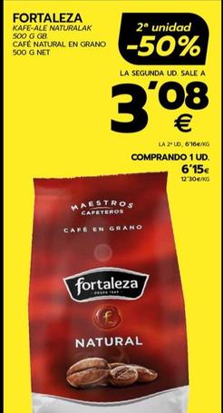 Oferta de Café Natural En Grano por 6,15€ en BM Supermercados
