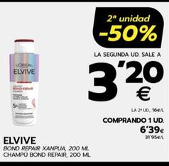Oferta de Elvive Champu Bond Repair por 6,39€ en BM Supermercados