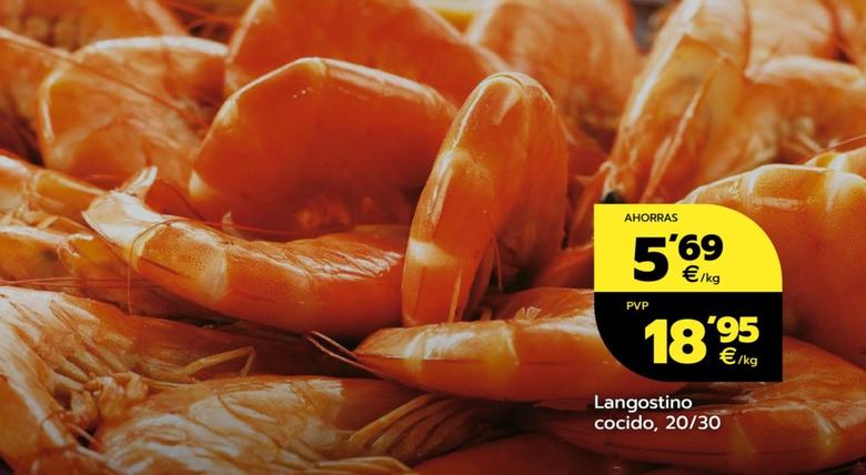 Oferta de Langostino cocido 20/30 por 18,95€ en BM Supermercados