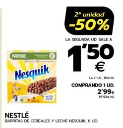 Oferta de Barritas de cereales y leche Nesquik por 1,5€ en BM Supermercados