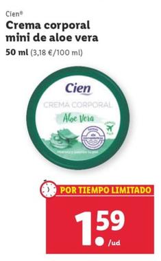 Oferta de Crema corporal mini de aloe vera por 1,59€ en Lidl