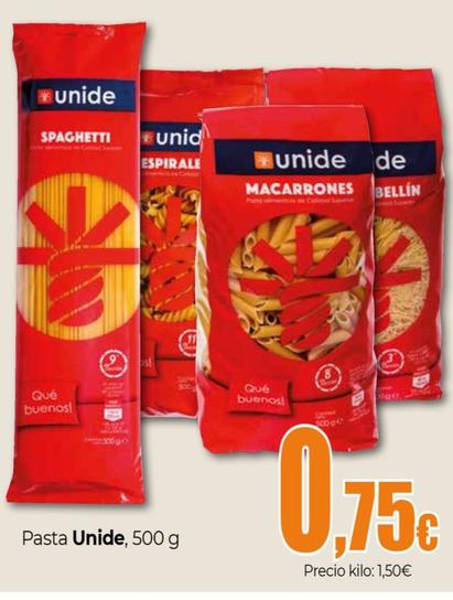 Oferta de Pasta por 0,75€ en Unide Supermercados
