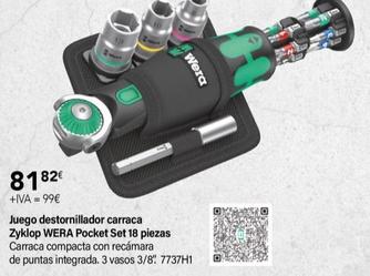 Oferta de Wera - Juego Destornillador Carraca Zyklop Pocket Set 18 Piezas por 81,82€ en Cadena88