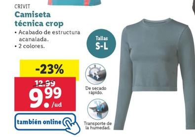 Oferta de Camiseta técnica crop por 9,99€ en Lidl
