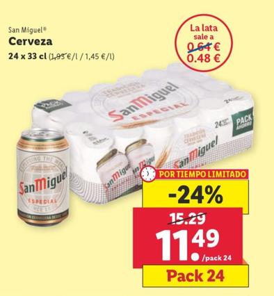 Oferta de Cerveza por 0,48€ en Lidl